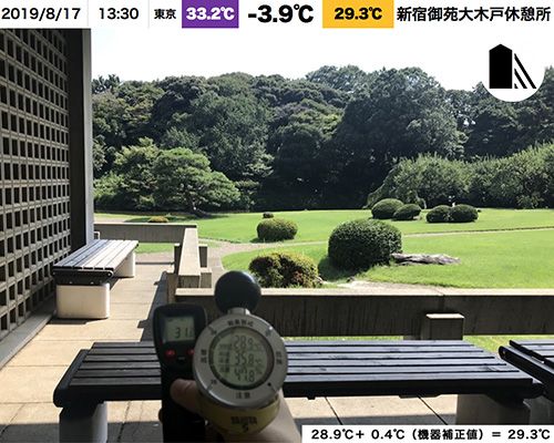 新宿御苑 大木戸休憩所 日陰 東京クールスポットマップ